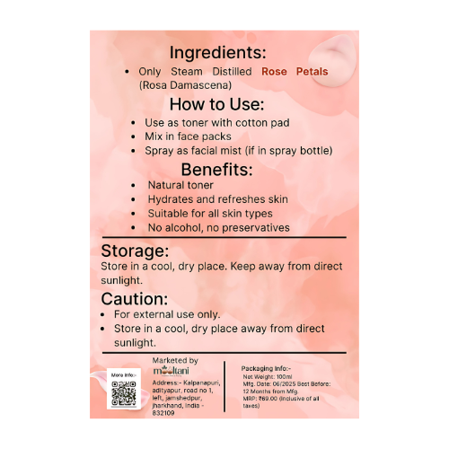 Pure Rose Water 3-Pack - 100ml Each | Mooltani